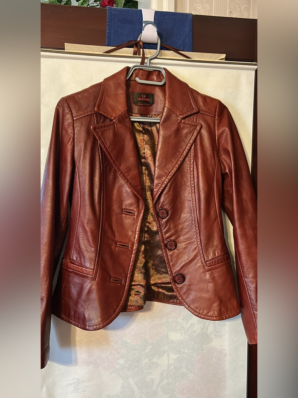 Danier Red-Brown Italy Leather Blazer